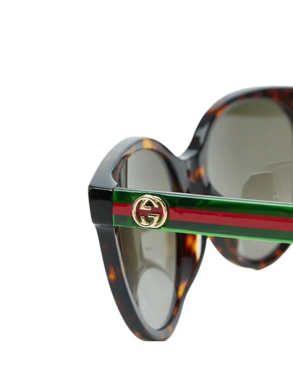 Gucci Sherry Line Interlocking Sunglasses Brown Green Red Acetate Eyewear